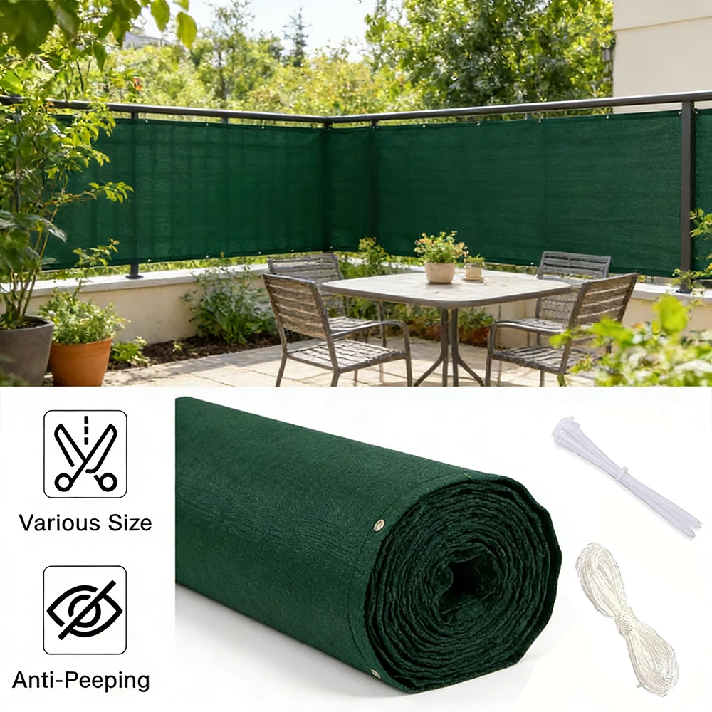 Paravent de balcon, couverture de clôture de jardin, auvent extérieur imperméable avec attaches et protection de garde-corps en corde - Vert foncé