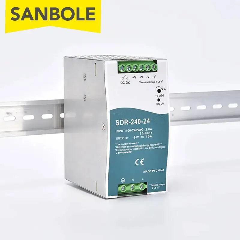Ultra Thin DIN Rail Mounting Switch Power Supply SDR-240 12V 24V 75W 120W 240W Industrial Control Cabinet Signal Single Output