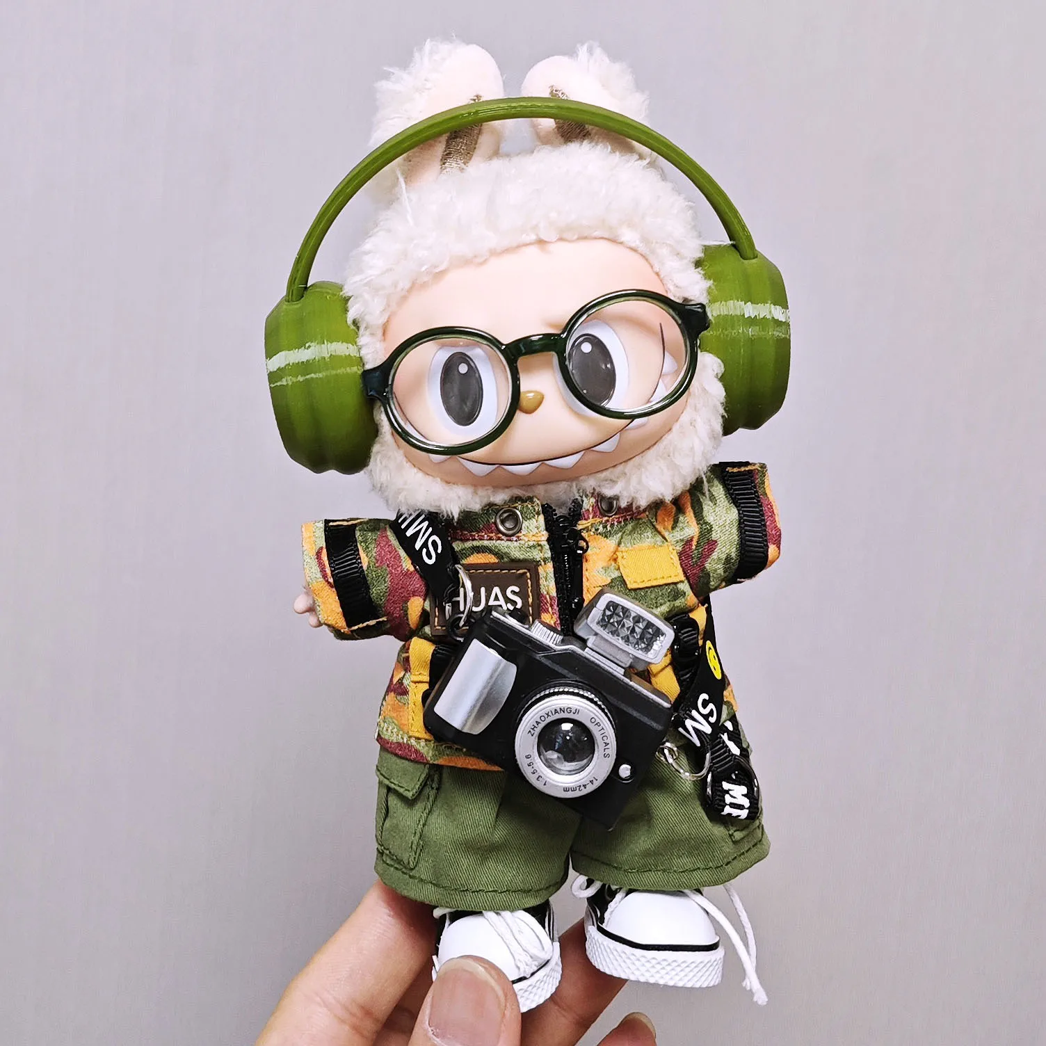 

(no doll)For 15/17cm V1/V2/V3 Labubu Doll Clothing Trendy Camouflage Clothing Work Clothes Pants Suitable for Labubu Doll Clothi