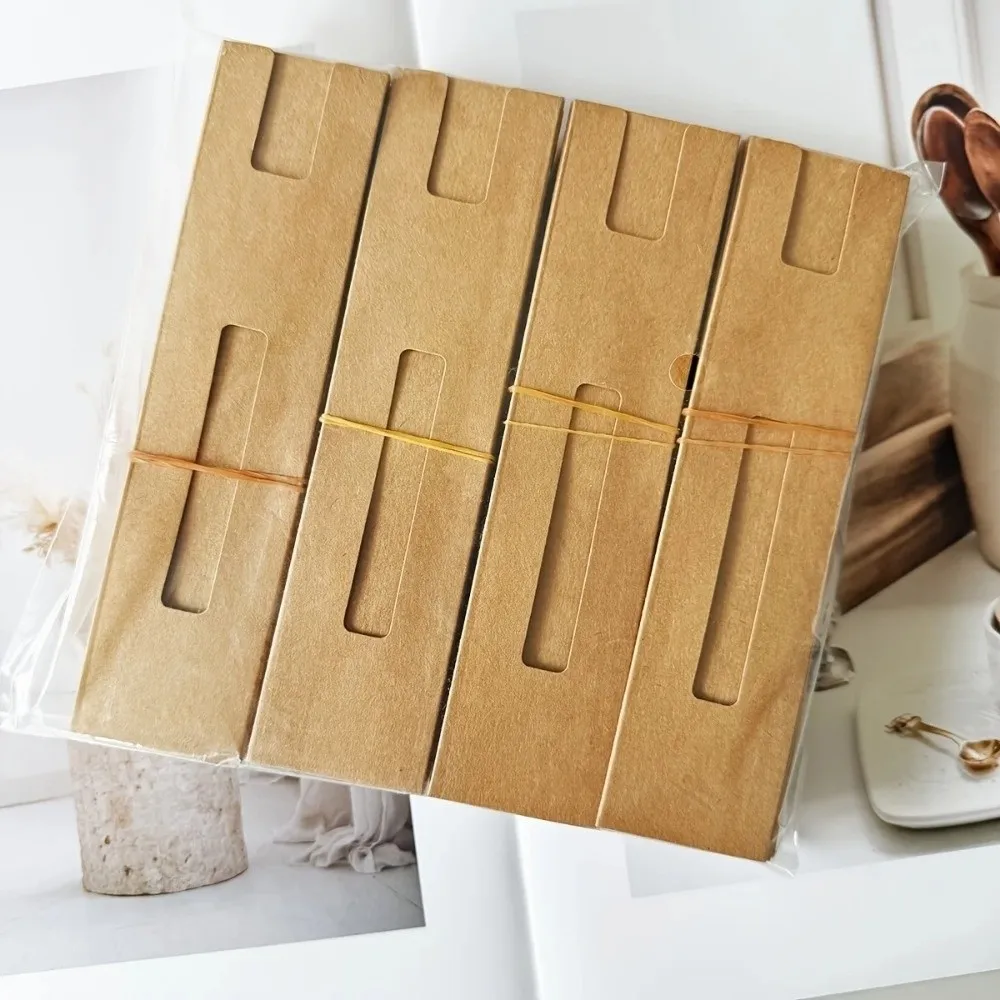 50pcs Kraft Paper Pen Sleeves Cardboard Scratch-Resistant Single Pen Pouches with Slot Cut-Out Design Pen Protector Holders