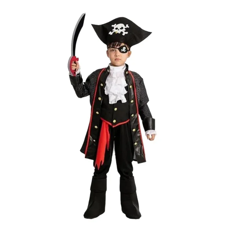 

Kids Medieval Pirate Costume Boy Captain Pirate Cosplay Costumes Halloween Captain Roleplay Outfits Suits Performance Clothing
