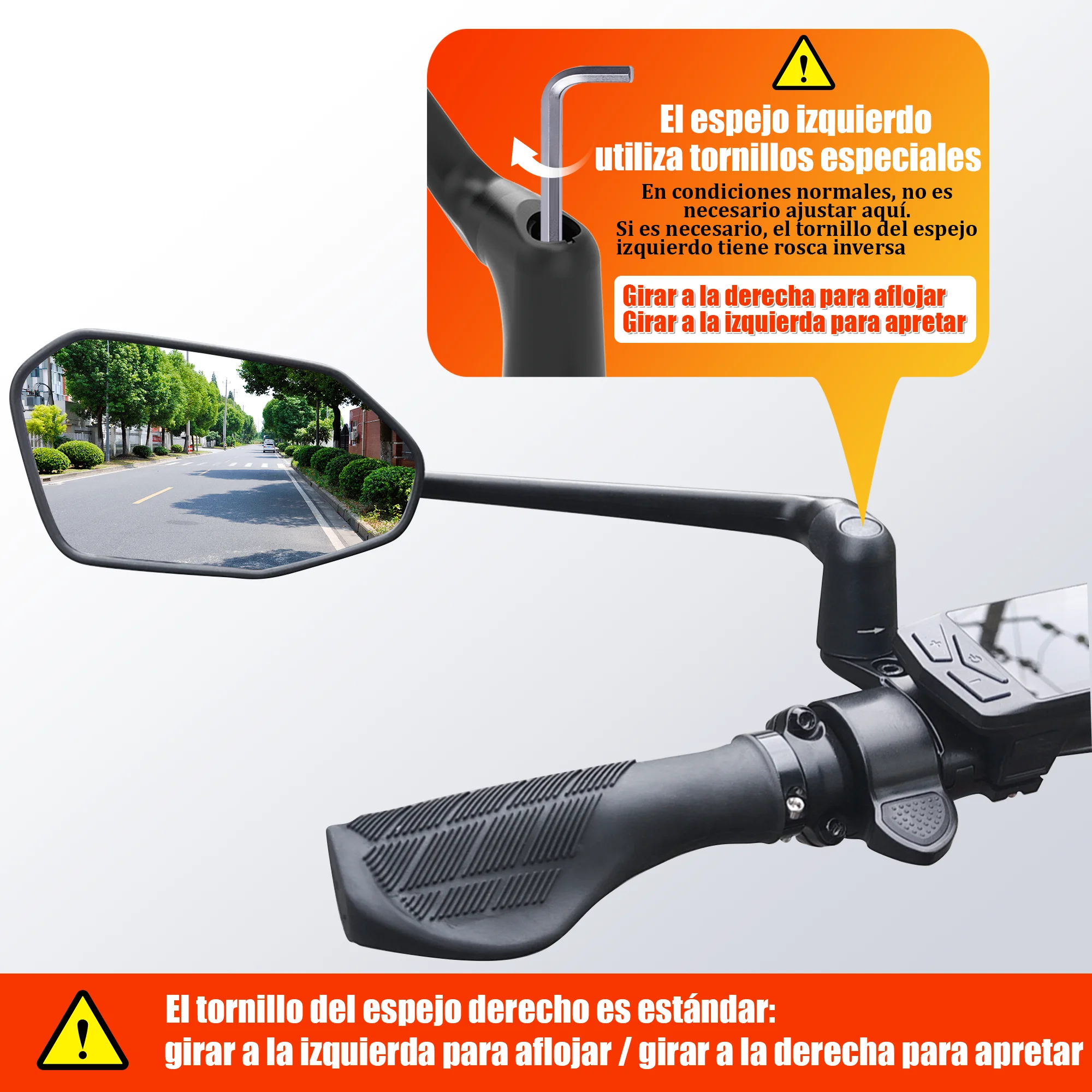 Espejo Retrovisor para Bicicleta Eléctrica EasyDo, con Brazo Extensible Giratorio de 360° para Ciclismo de Carretera y Montaña