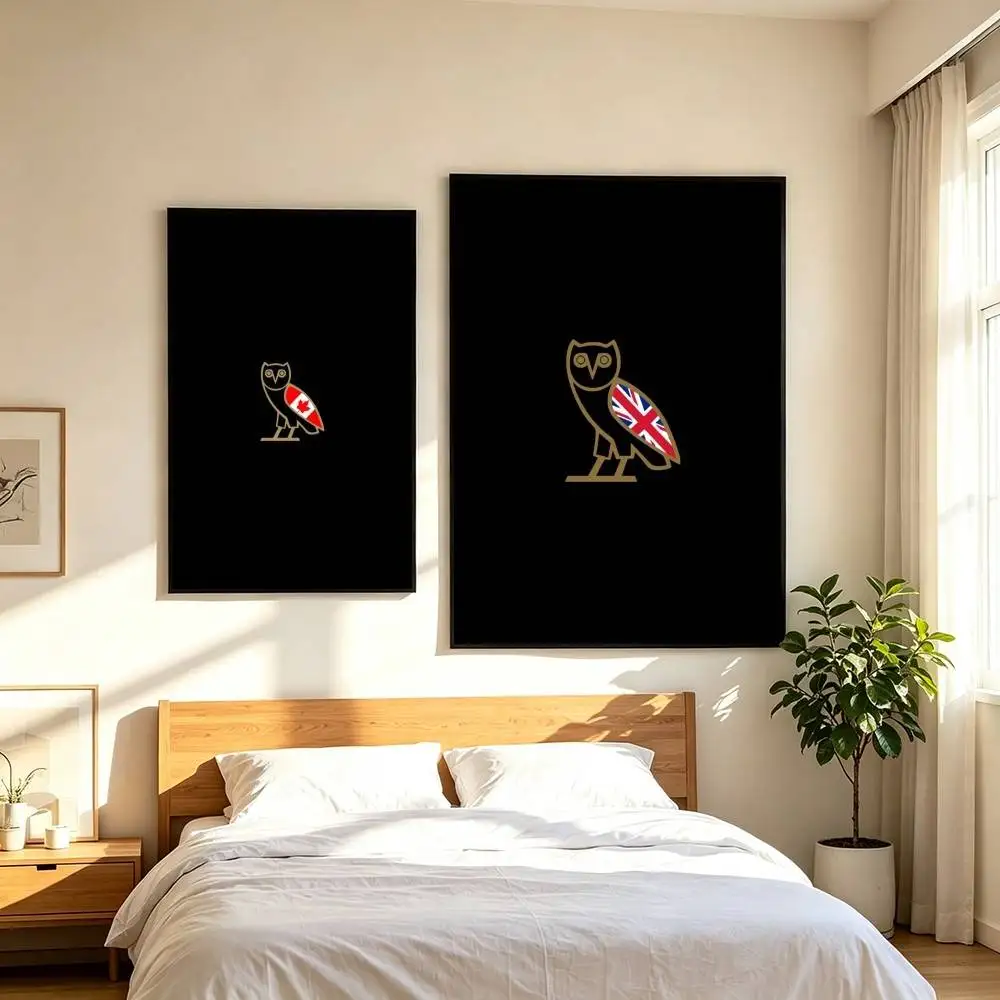 D-Drake OVO OWL Minimal Logo  Poster High Quality Dorm Living Room Aesthetic Wall Decoration Painting Stickers Gift