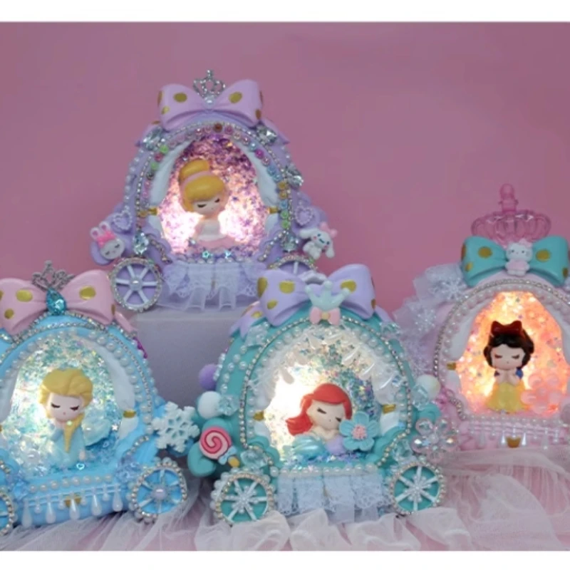 Disney Cartoon gefroren Elsa Schnee wittchen die kleine Meerjungfrau Ariel DIY gemacht Nachtlicht Desktop-Modell Spielzeug Ornamente kreative Geschenke