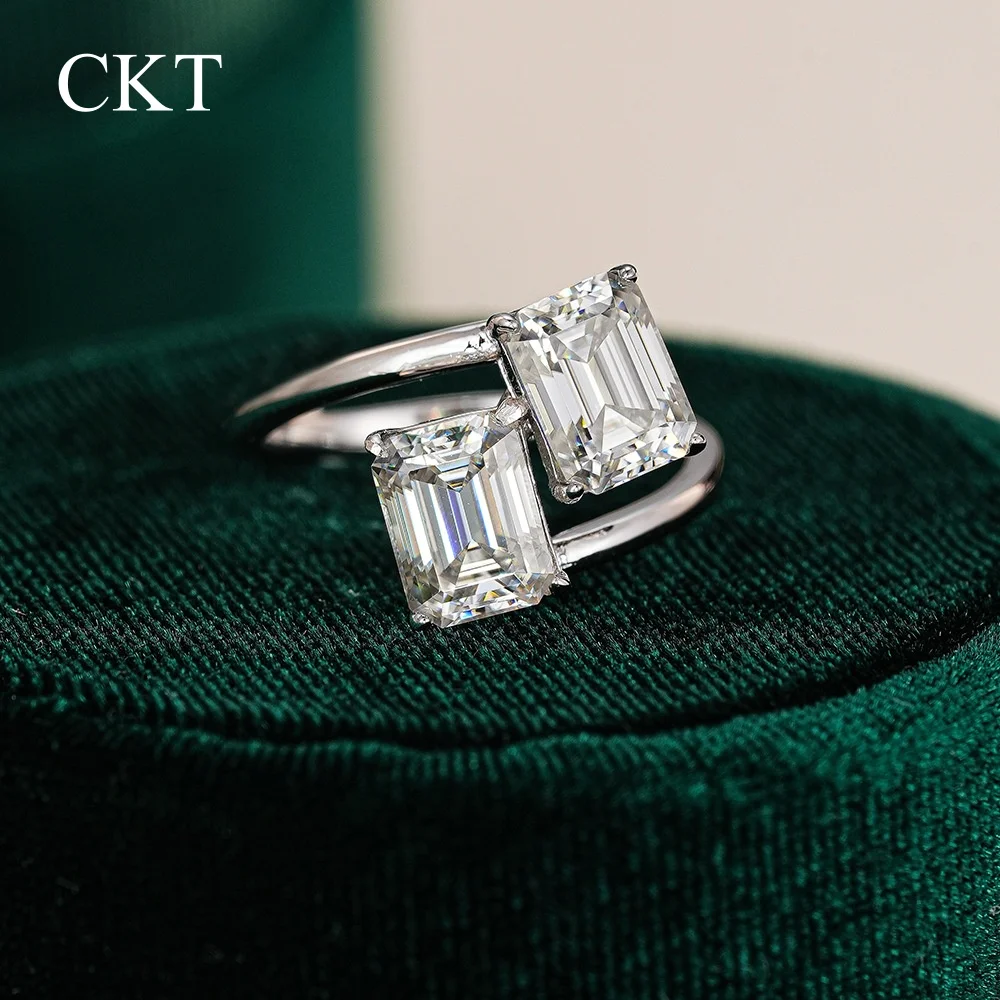 

CKT Platinum Pt950 Сахарный куб 4 карата с бриллиантом Изумрудное кольцо с муассанитом Детское легкое роскошное белое золото 18 карат Обручальные ювелирные изделия