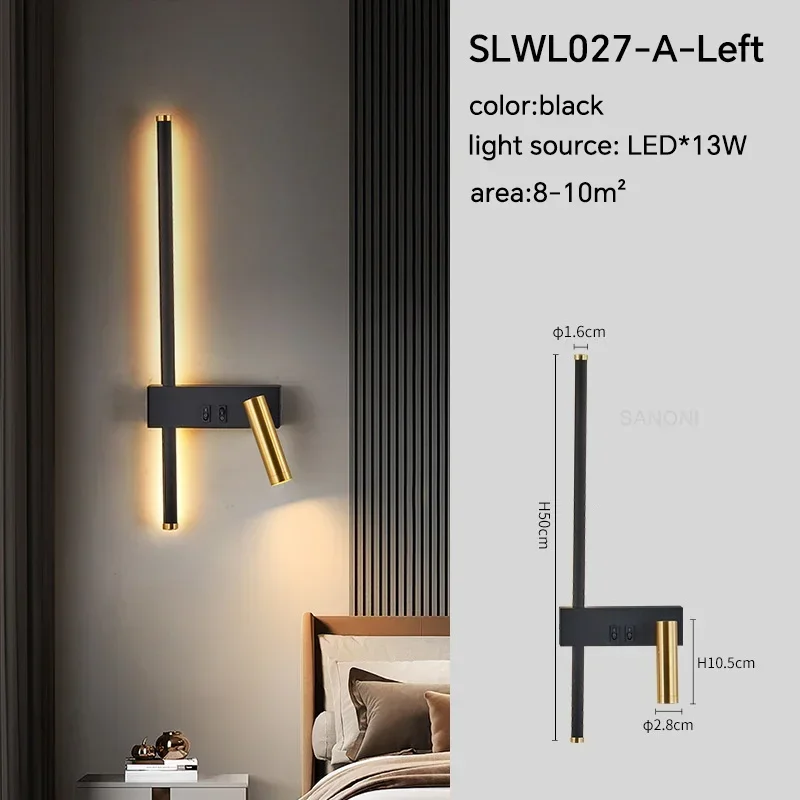 DAMIASMIL Moderne verstellbare LED-Wandleuchte für Wohnzimmer, Sofa, Hintergrund, Schlafzimmer, Nachttisch, Wandleuchte, Treppe, Gang, Heimdekoration, Beleuchtungskörper 3
