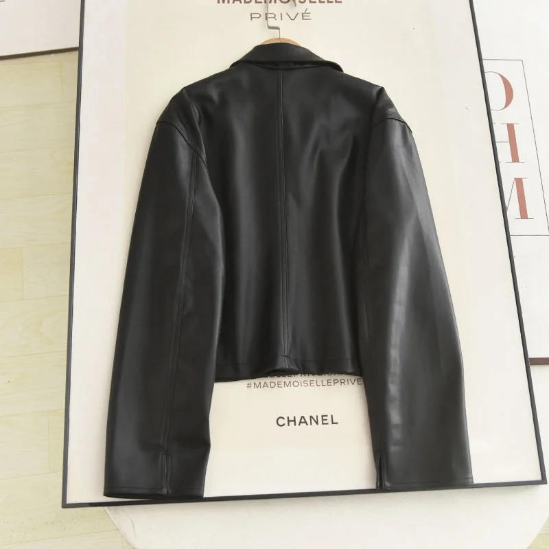 Faionable ort PU Pelle Jaet Pendolarismo da donna Versatile Sli Autunno 2025 Serie poetica Cact Size Capispalla