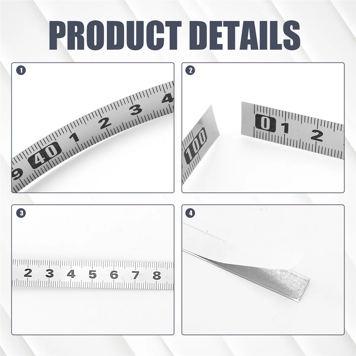 

ABAZJ Stainless Steel Adhesive Scale Precision Woodworking Guide Rail Self-Adhesive Tape Measure Metal Ruler with Glue,C-100cm