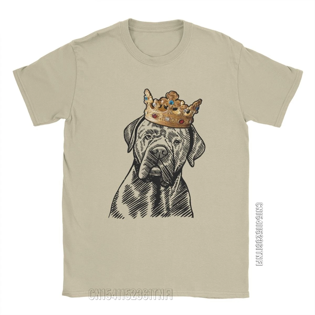 Awesome Cane Corso Dog Wearing Crown T-Shirts For Men Round Neck Pure Cotton T Shirt Mastiff Classic Tees Summer Clothes