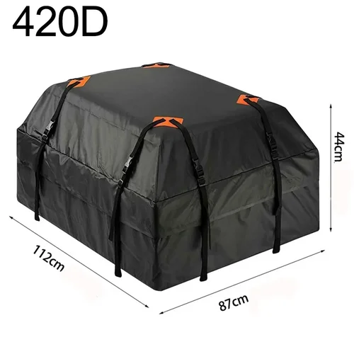 Imagen 2 del producto Bolsa de techo de coche negra de 112x87x44cm, bolsa de lona, bolsa impermeable, portador de carga, resistente al sol, a prueba de polvo, bolsa de almacenamiento para equipaje en la azotea del coche