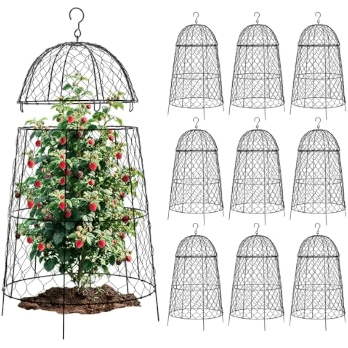 Chicken Wire Cloche Set 10 pcs 20x12.6in Heavy-Duty Galvanized Mesh Plant Guard for Outdoor Vegetables Flowers Shrubs Seedlings