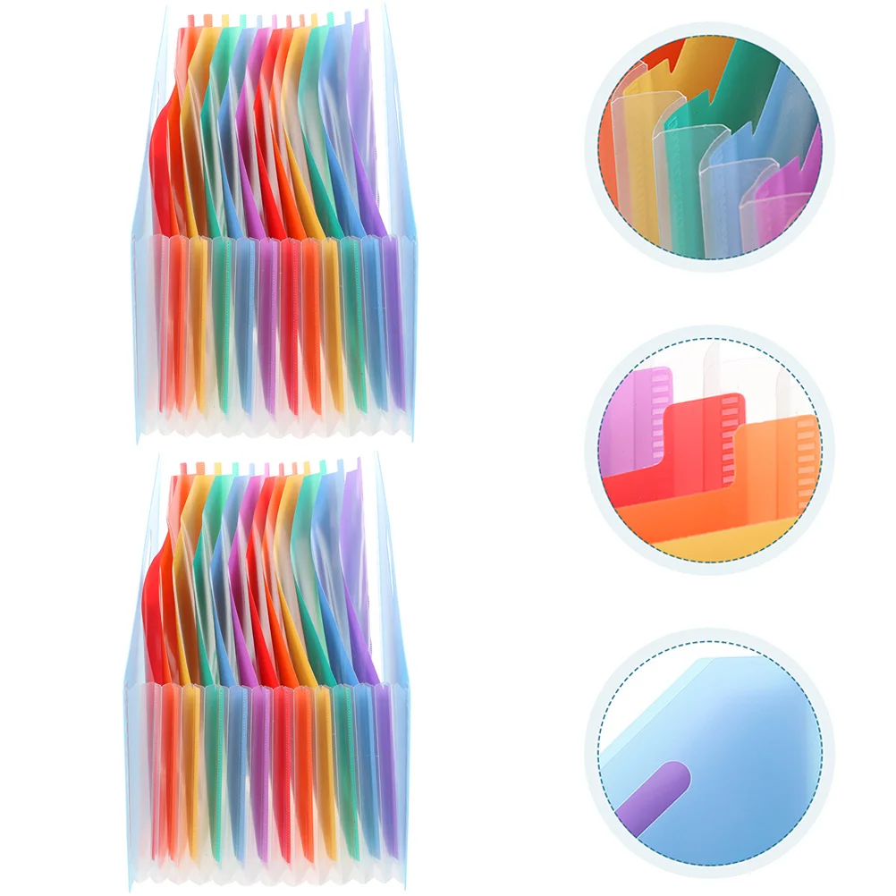 

2pcs Expandable File Folder Large Capacity Desktop Organizer For Receipts Bills Statements Plastic Accordion Folders Office