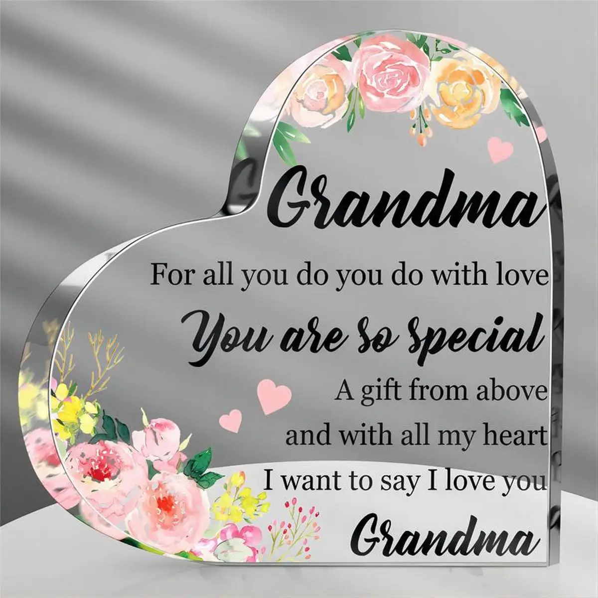 Grandma\'s gift, a birthday gift from grandchildren to grandma, acrylic heart-shaped tabletop decoration gift