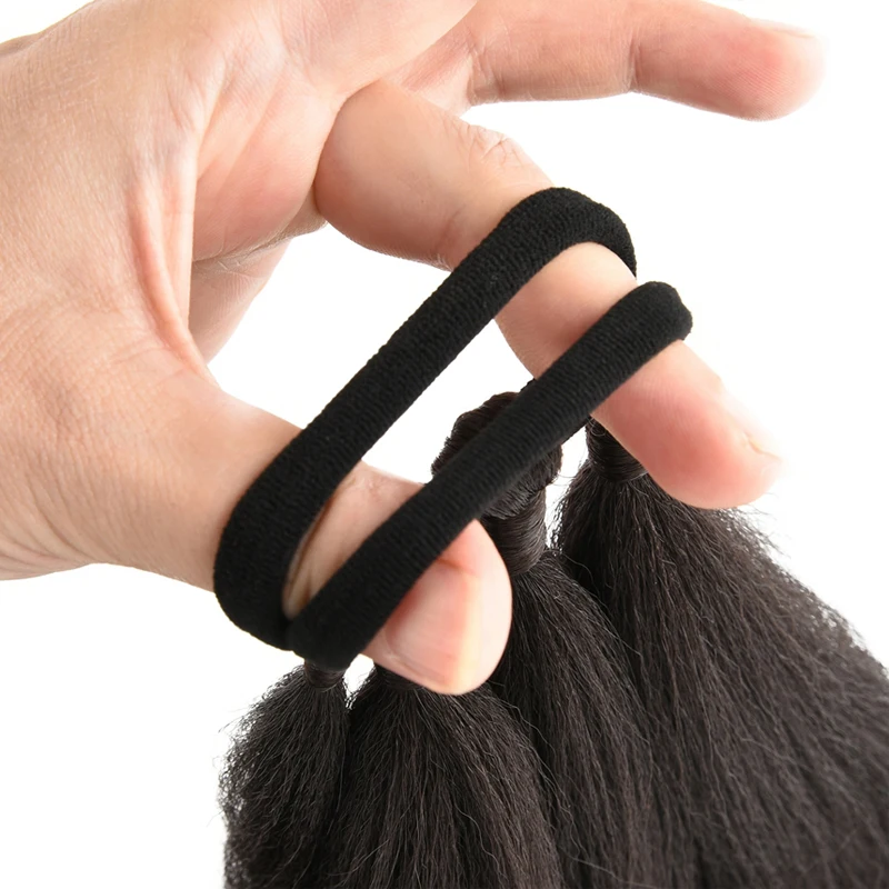 Estensioni coda di cavallo trecce da boxe sintetiche 26 pollici marrone avvolgere la coda di Chignon con elastico anello per capelli Ombre Braid Grey