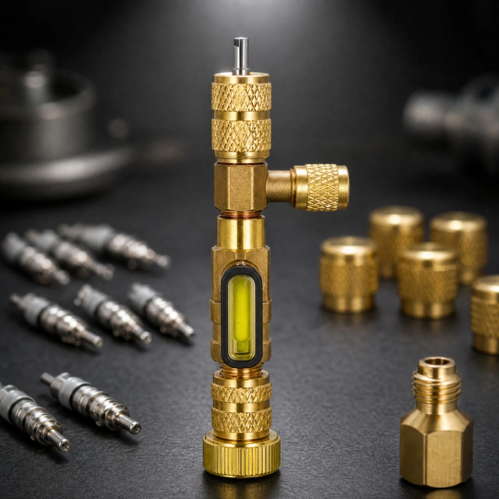 Brass Air-Conditioning Valve-Core Removal Tool Knurled Grip Air-Conditioning Valve Core Removal Tool Kit Non-Slip Easy-Turn