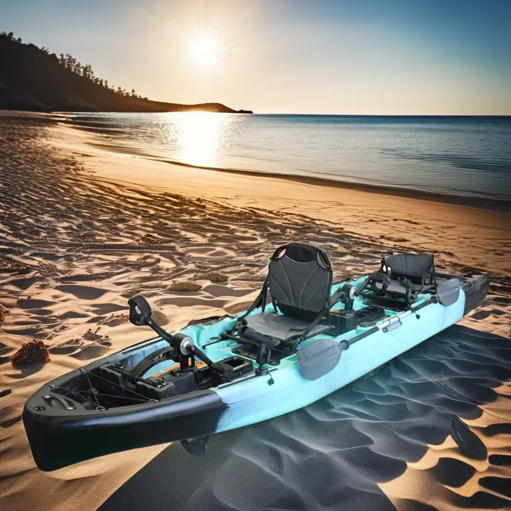 New Arrival 14FT Kayak Single Paddler Pedal and Electric Motor Lldpe Hull HDPE Material for Fishing and Rowing