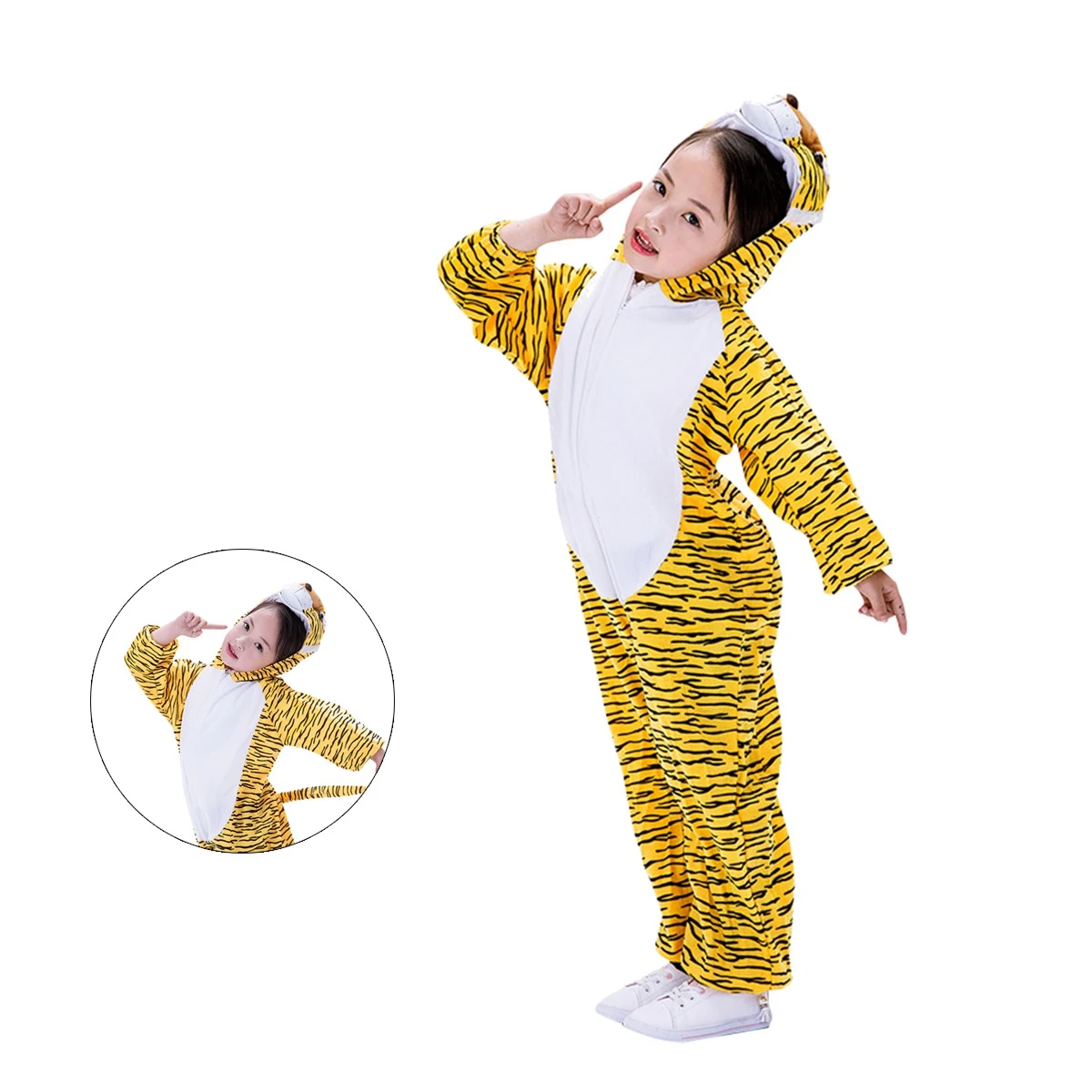 

Tiger Cosplay Costume Kids Animal Outfit Comfortable Wear Easy Design Birthday Party Stage Performance