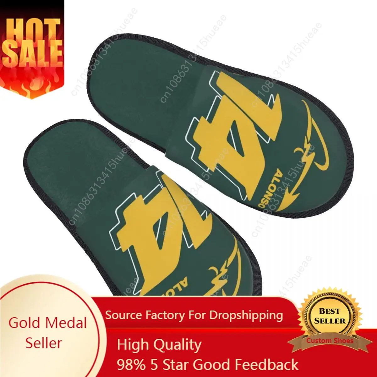 

Custom Fernando Sport Motorcycle House Slippers Women Memory Foam Alonso 14 Number Slip On Bedroom Slipper Shoes Comfortable