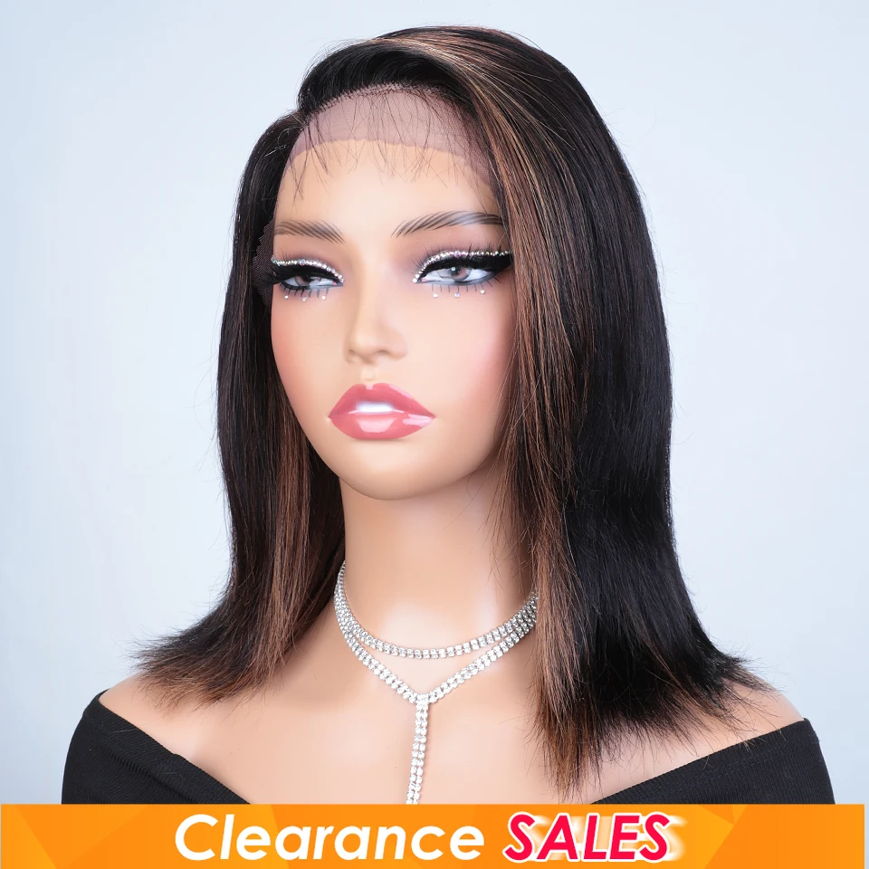 FF30 العظام مستقيم الشعر عابث قصيرة قطع الشعر البشري الدانتيل الباروكات مستقيم بوب الدانتيل الباروكات الجانب جزء 13X6X1 مستقيم الدانتيل الجبهة الباروكات #4