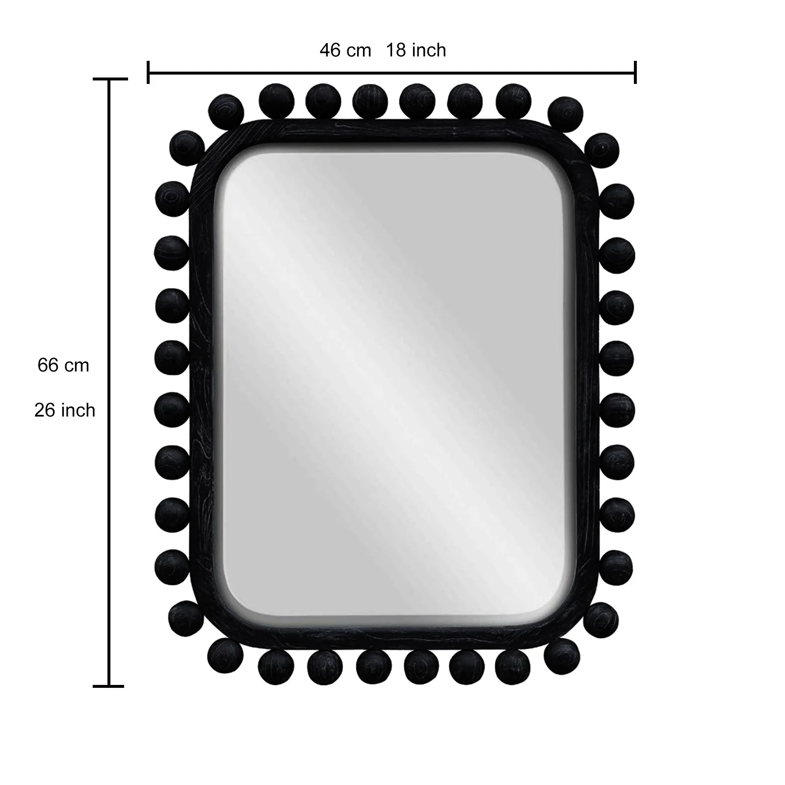 Nordic style black rectangular wooden living room entrance decorative mirror, modern light luxury wall hanging, home decoration