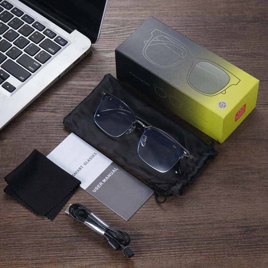 Smart Glasses With Business Style Metal Frame Photochromic Lenses Touch Turn On Pair Automatically For Driving Cycling