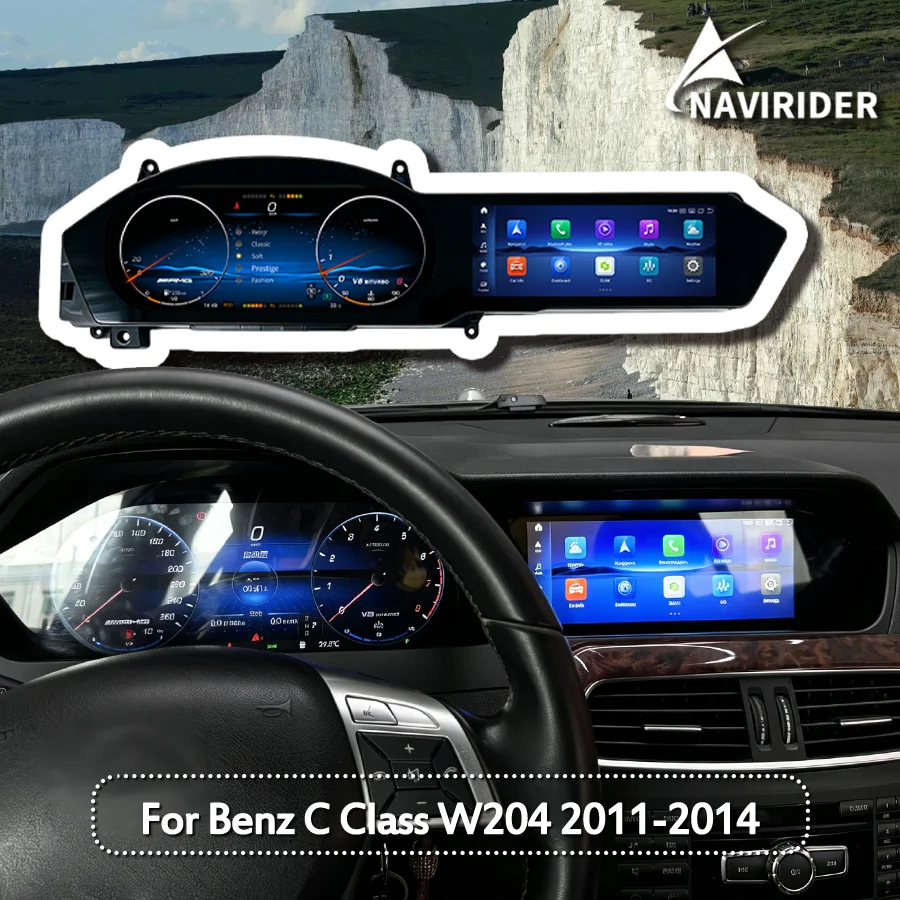 Dual Screen Auto Stereo For Benz C Class W204 2011-2014 Navigation Carplay Multimedia Head Unit 12.3