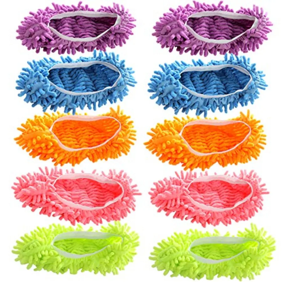 

5Pairs Multi Function Duster Mop Slippers Shoes Cover Chenille Fiber Washable Foot Socks Floor Cleaning Tools Shoe Cover for Ba