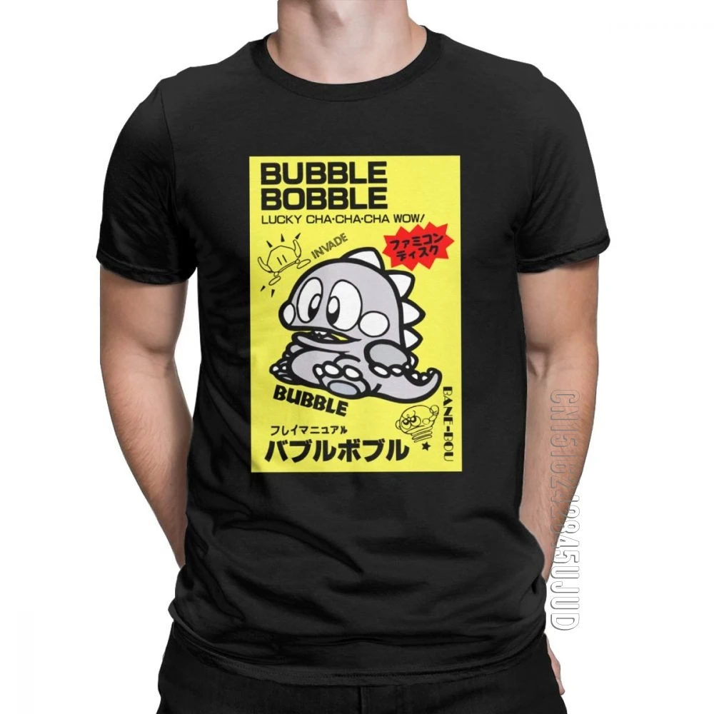 Bubble Bobble T-Shirts For Men Japanese Video Game Cute Kawaii Gamer Vintage Male Tees 100% Cotton T Shirt Gift Idea Clothing