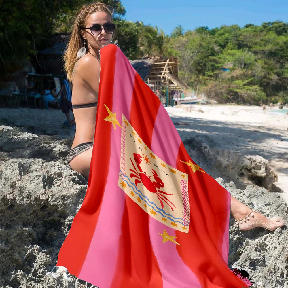 Unisex Quick Dry Microfiber Beach Towel Cartoon out of Office Crab Design for Swimming Surfing Camping - Holiday Bath Towel view 3