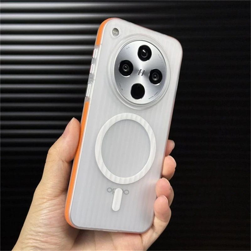 Oppo Find X8 Pro용 마그네틱 케이스, MagSafe 매트 투명 수하물 스트라이프 슬림 커버, Find X 8 X8Pro 5G 하드 PC 쉘