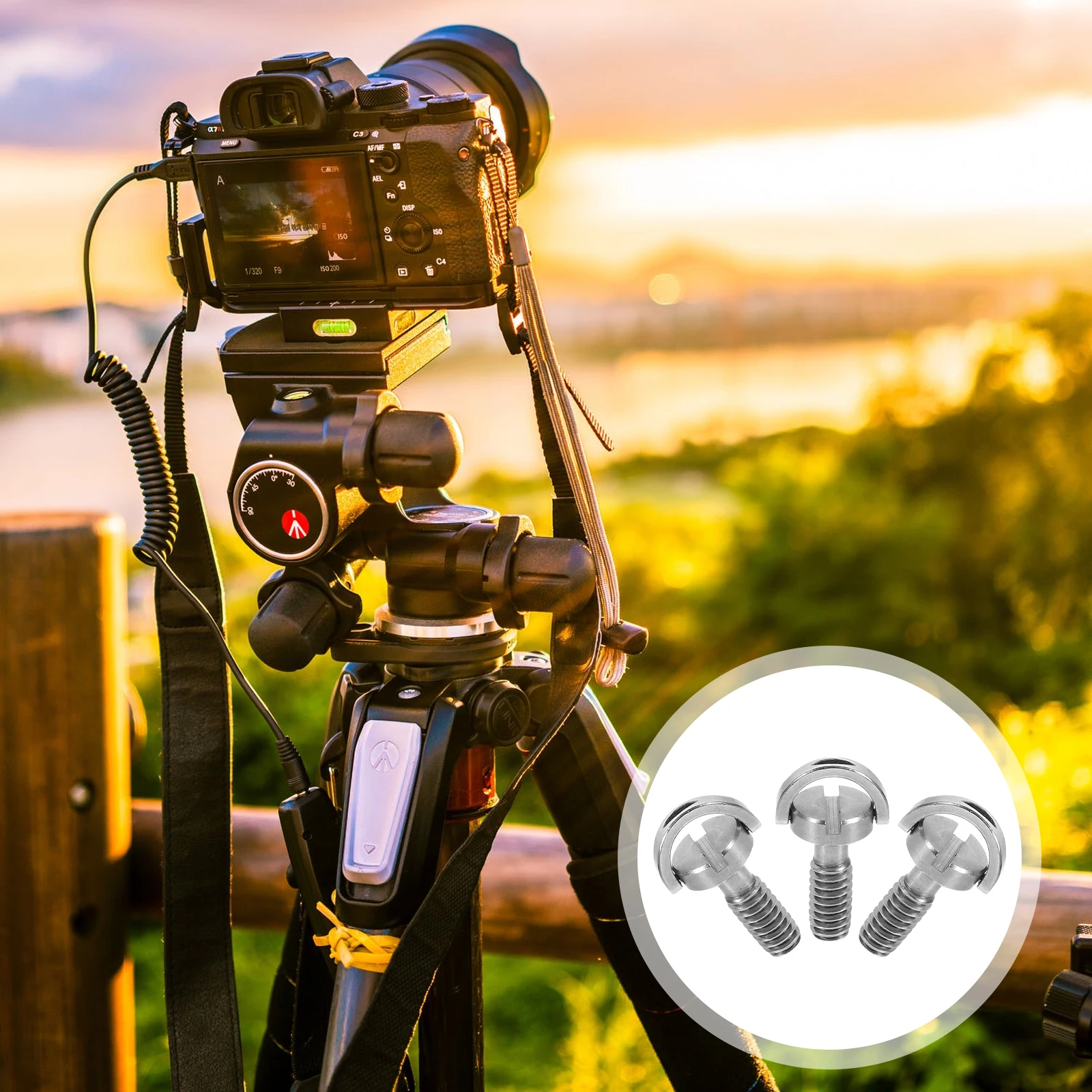 

3Pcs Slotted Camera Screws for Quick Release Plate Tripod Monopod Accessories Stainless Steel