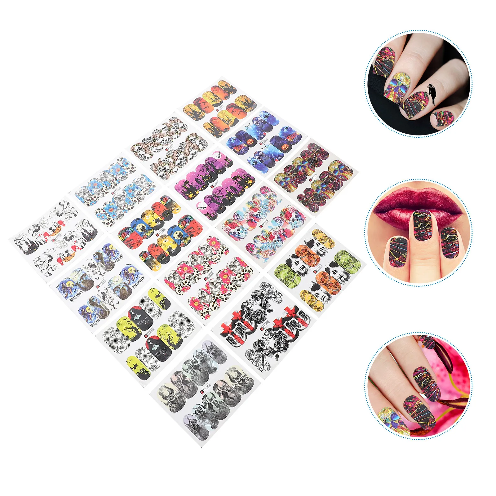 

15 Pcs Ghost Pattern Nail Art Stickers Halloween Manicure Decals Decoration Party