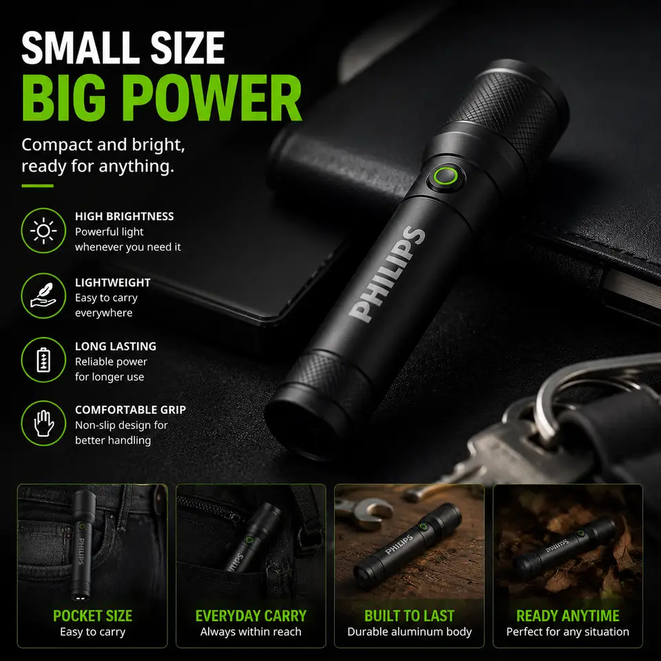 Philips SFL6168 Rechargeable LED Torch 1000 Lumens Zoom Focus USB-C  4 Modes Shockproof for Outdoor Em - 3