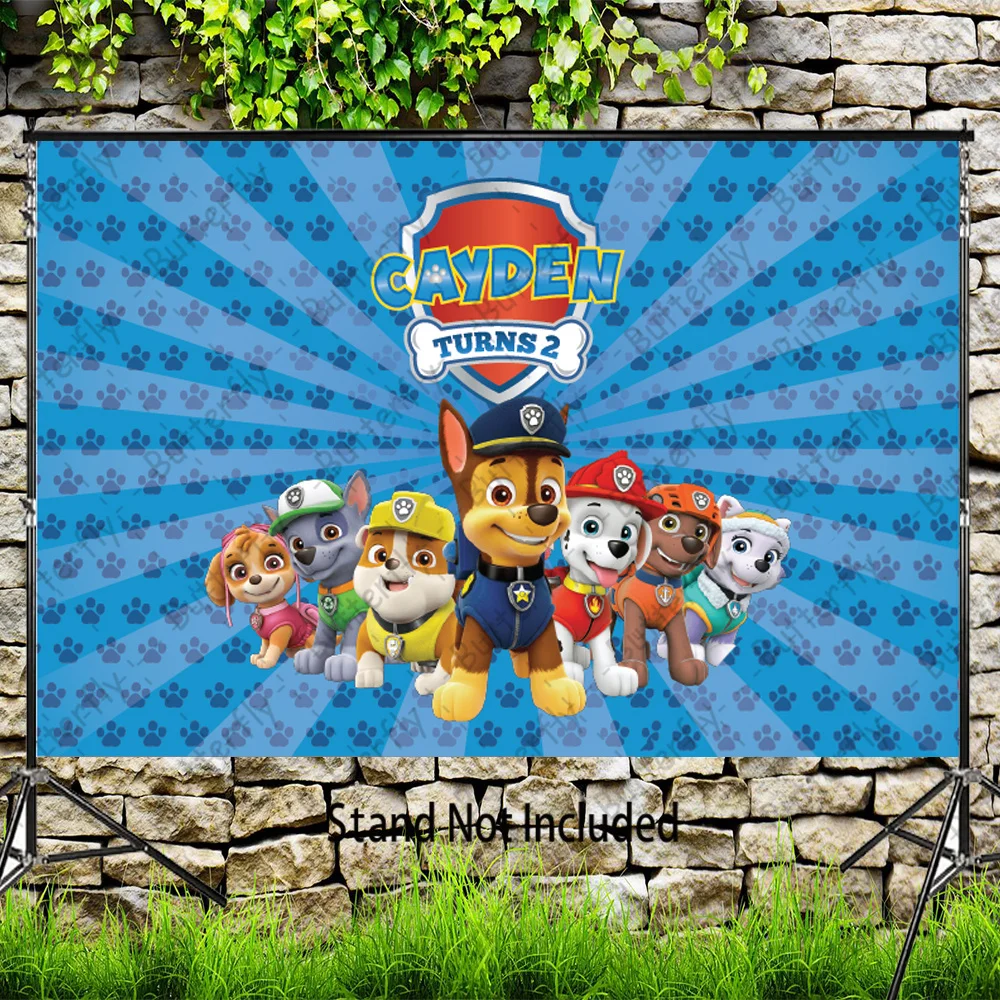 Blue Rays Chase Marshall Dogs Paw Patrol Birthday Party Backdrop Rescue Skye Everest Blue Rocky Baby Shower Background Banner