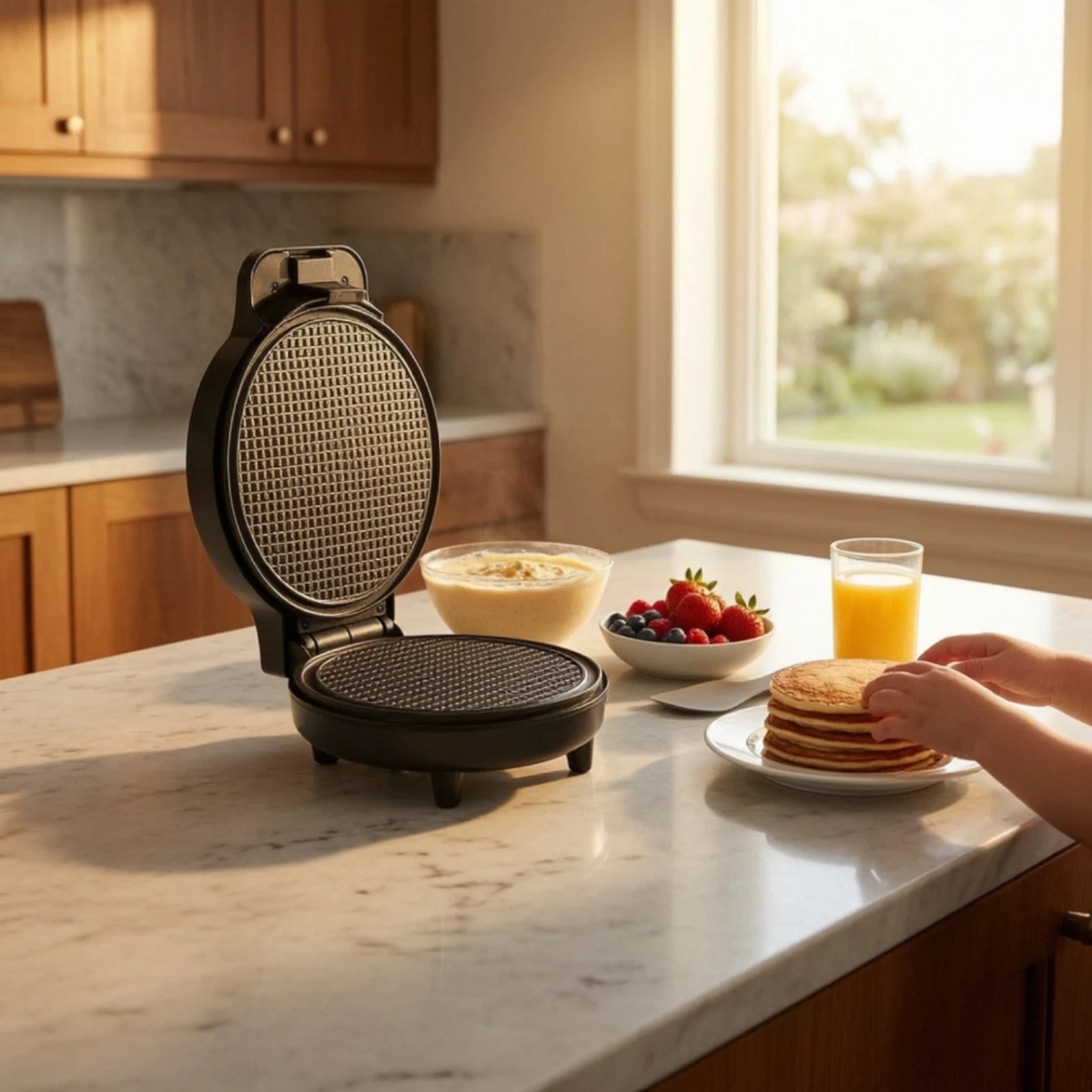 Waffle Cone Maker Countertop Waffle Cone Iron Crepe Maker Nonstick Breakfast Griddle Compact for Home Cooks, Kitchen