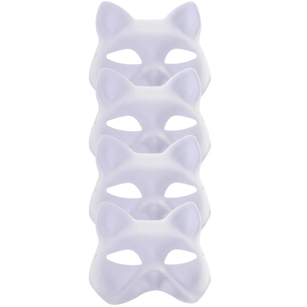 DIY Anime Pulp Japanese Mask Half Face Hand-painted Cat Fox Mask Anime Masquerade Halloween Festival Cosplay Prop