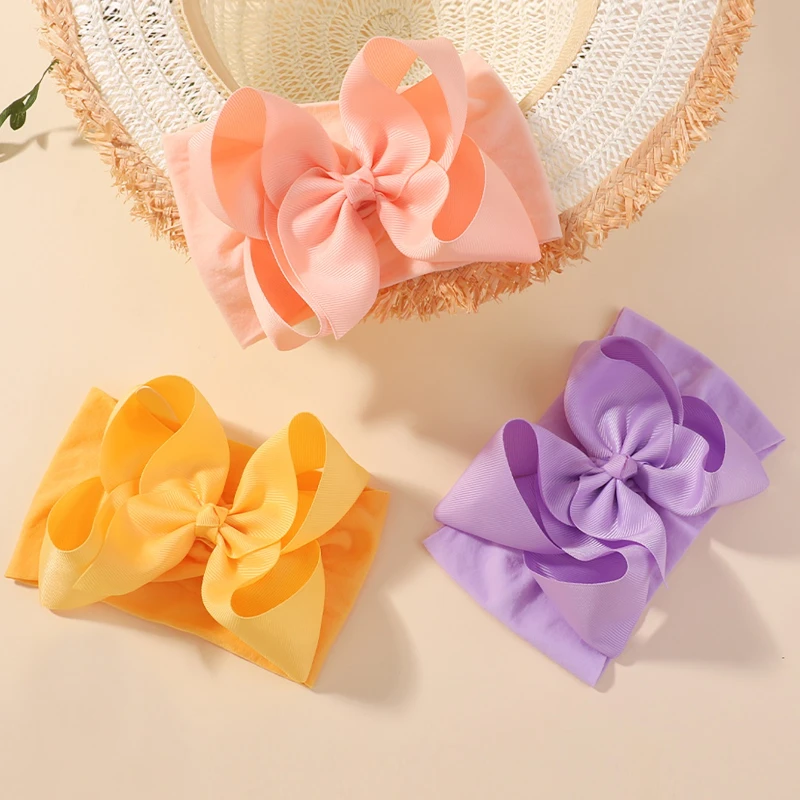 10/20 piezas diadema grande y ancha con lazo de cinta de nailon para niñas, turbante dulce, diadema con lazo para recién nacidos, accesorios suaves para el cabello para bebés