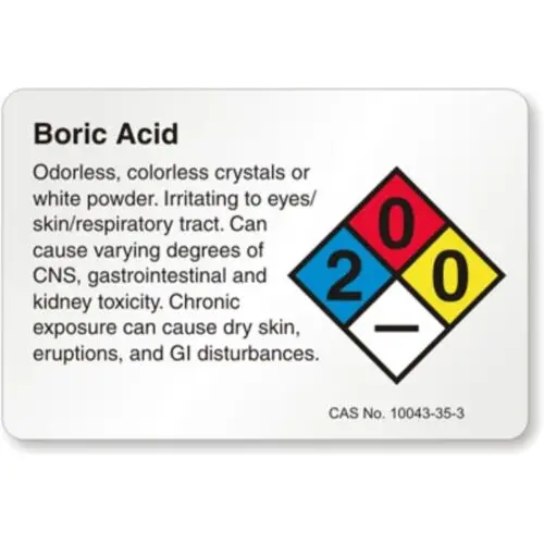 Boric Acid Chemical Aluminum Weatherproof Sign p1163