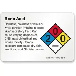 Boric Acid Chemical Aluminum Weatherproof Sign p1163