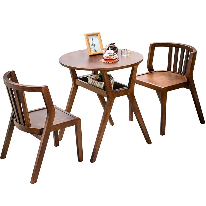 

Balcony table and chairs Solid wood leisure tea table One table Two chairs Internet celebrity chair Three-piece set
