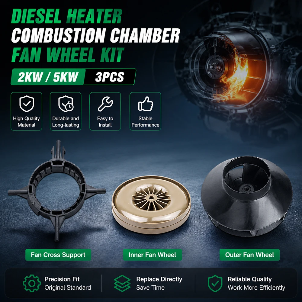 3PCS Diesel Parking Heater Fan Wheel Kit 2KW 5KW Inner Outer Impeller Combustion Chamber Cross Support for Vehicle Accessories