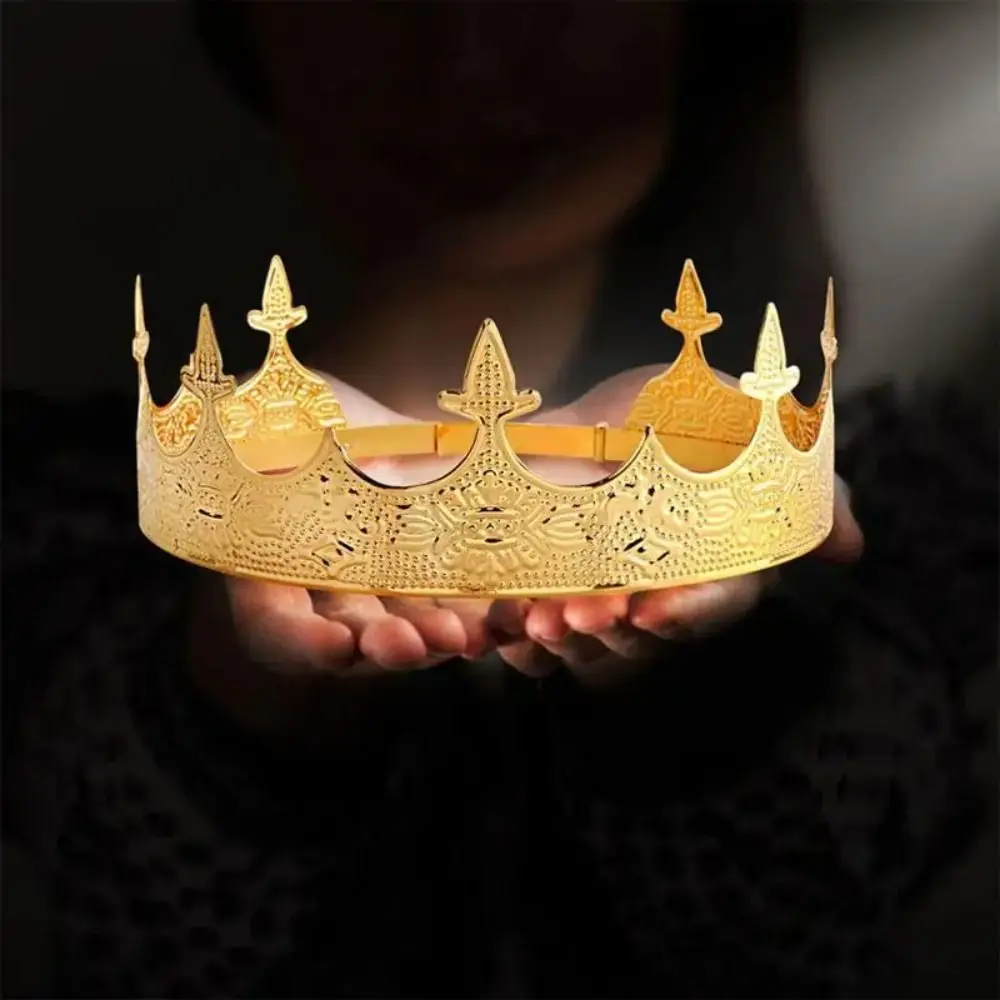 

Simple Bar Mitzvah King Crown Hair Hoop Headband Prince Crowns Cosplay Pros Hair Accessories Round Tiaras Girls Gift