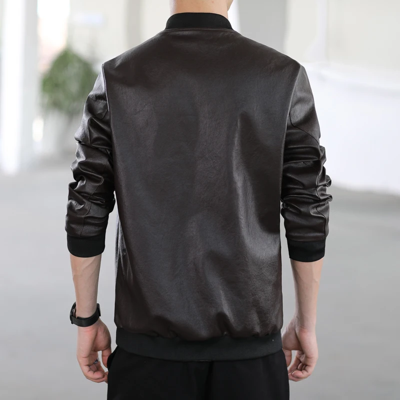 Men's PU Leather Jacket  Aviator  Silid Slim Fit Streetwear Windbreaker