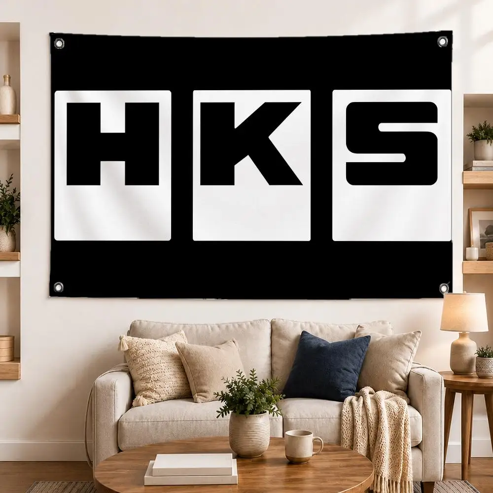 fashion logo H-HKS Flags Horizontal High Density Knitted Fabric European Simple For Durable Outdoor Indoor Use