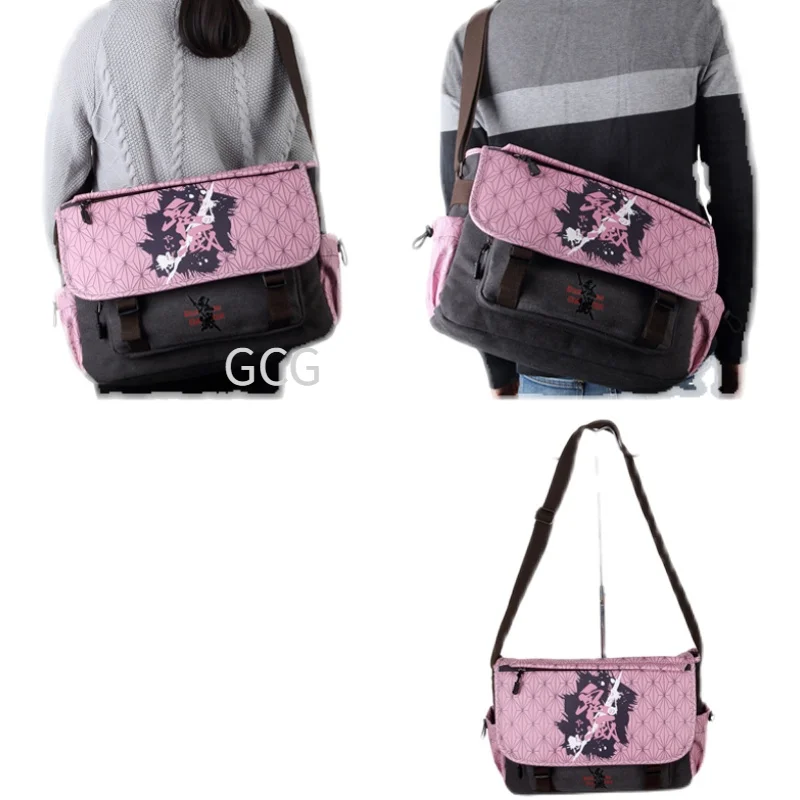 Demon Kamado Tanjirou Nezuko Tomioka Giyuu Attack on Titan Messenger Bag Japanese Anime Pattern Backpack Cosplay Accessories view 2