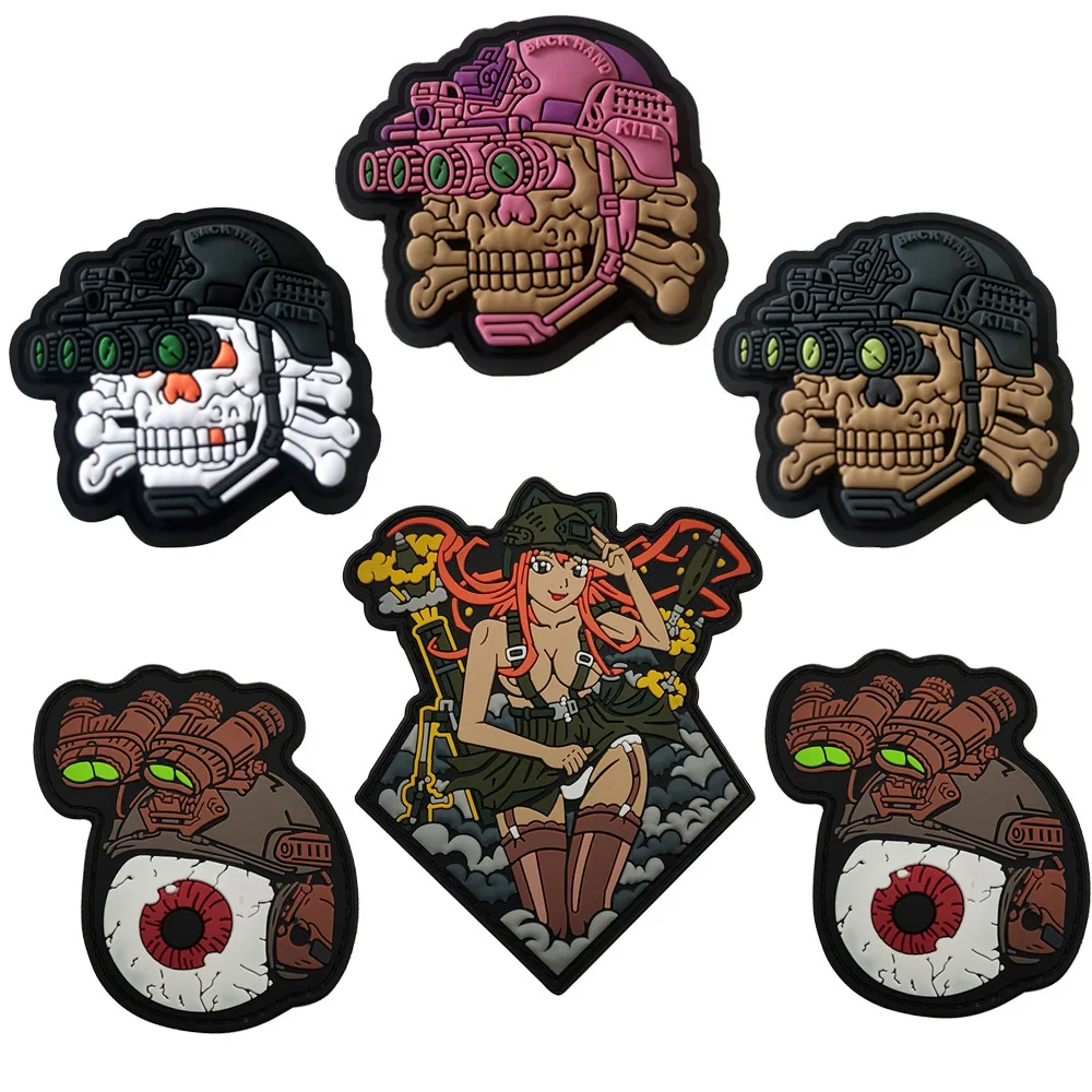 

Outdoor Bag Accessories Skull, Cartoon Beauty Anime Logo Morale Epaulets Tactics PVC Soft Rubber Badges, Armbands Backpack Patch