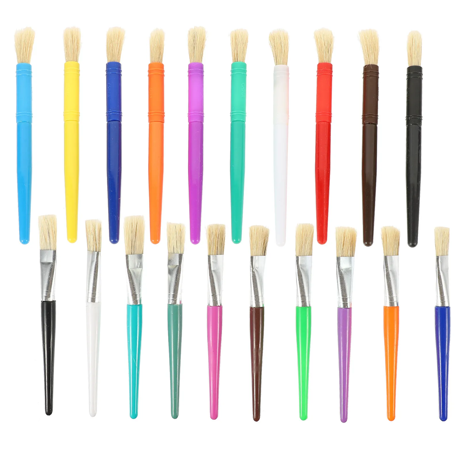 20Pcs Oil Paint Brush Set Ergonomic Plastic Handle Non-Slip Comfort Grip Bristles Won't Shed Ideal for Acrylic Watercolor