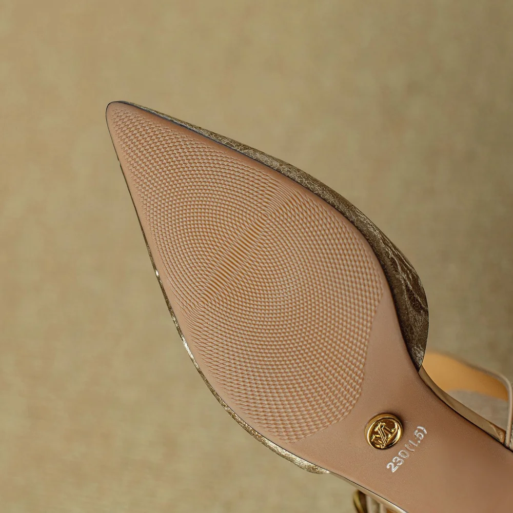 【JOCHEBED HU】Thin High Heels Women\'s Summer Leather Pumps Pointed Toe Closed-toe Design Fashion Party Elegant Sandals 34-40