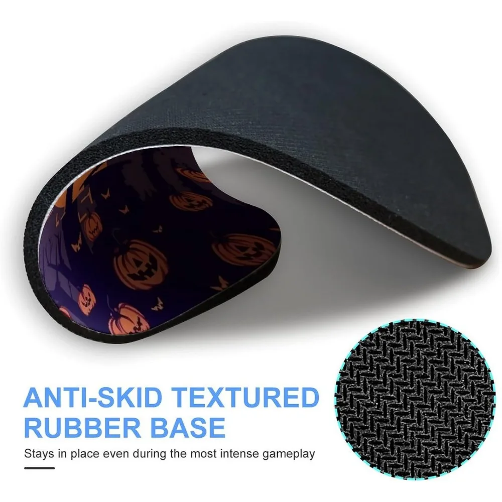 Alfombrilla de ratón redonda de bruja de Halloween de 20 cm con diseño de calabaza voladora y cráneo fantasma