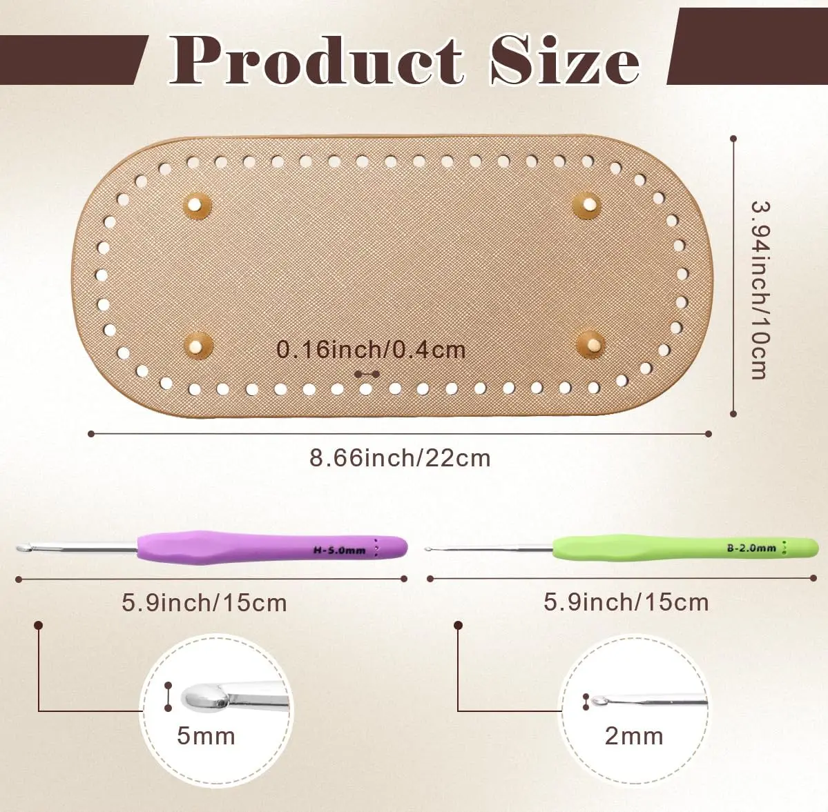 4+8 PCS Bag Bases for Crochet with D Shape Purse Handles for Bag Making, 2 PCS Crochet Hooks, 4 Colors Leather Purse Bottoms for